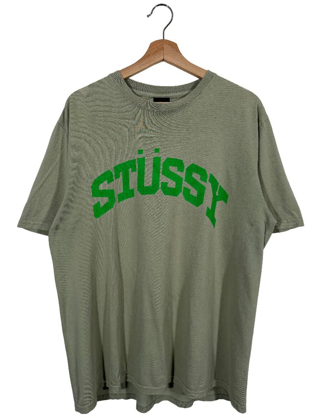 Stussy Arc Logo 100% Cotton Short Sleeve Crew Tee Green men's size Medium